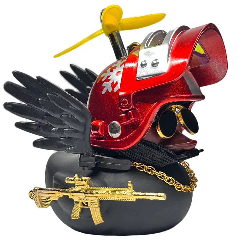 Car Duck Auto Interior Decoration Car Ornaments Rubber Duck With Helmet Bicycle Road Bike Motor Kids Toy Bike Accessories