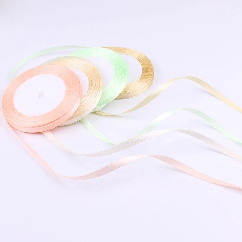 25Yards 6mm Silk Satin Ribbons for Crafts Bow Handmade Gift Wrap Partys Christmas Wedding Decorative Artificial Accessories