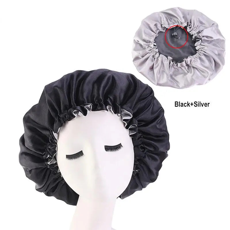 Double-Sided Sleeping Hat Adjustable Nightcap Bathing Hat Girl Sleep Protector Tool