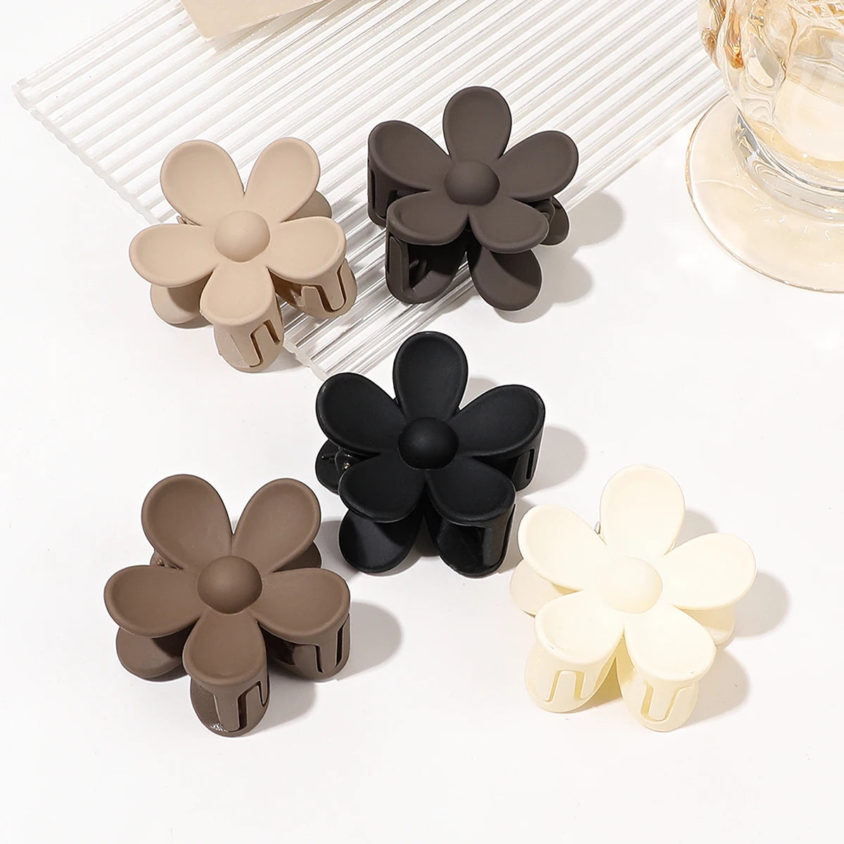 5 Pcs 4CM Flower Clip, Back of Head Plate Hair Clip Shark Clip for Women and Girls