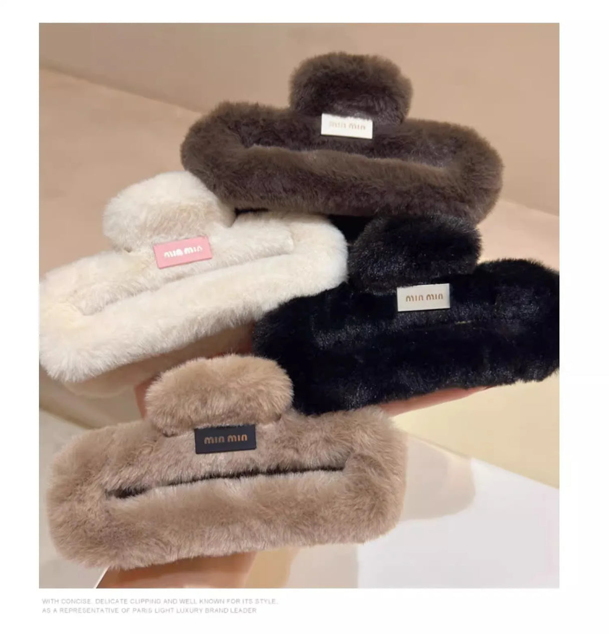 Autumn and winter trend imitation rabbit fur grab clip large square Maillard head shark clip multi-volume hair accessories