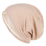 Unisex Men Women Beanie Cotton Night Sleep Cap Bonnet Chemo Hat Headwear Turban Baggy Hair Care Nightcap Pullover Hat Solid Colo