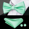 Hi-Tie Brand Silk Pre-tied Men's Bow Tie Hanky Cufflinks Set Bowtie for Male Jacquard Solid Paisley Floral Wedding Business Gift