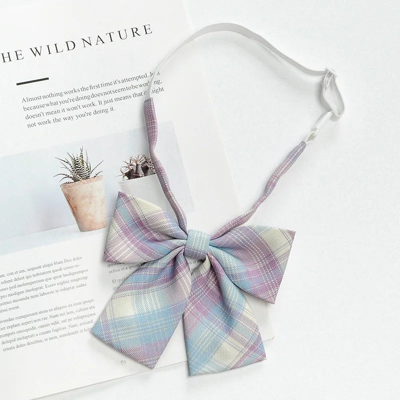 Fashion JK Bowtie Women College Student Collar Tie Cotton Plaid Bowknot Lolita Girls Adjustable Butterfly Anime Cosplay Cravat