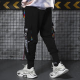 2023 Hip Hop Joggers Men Letter Ribbons Cargo Pants Pockets Track Tactical Casual Techwear Male Trousers Sweatpants Streetwear