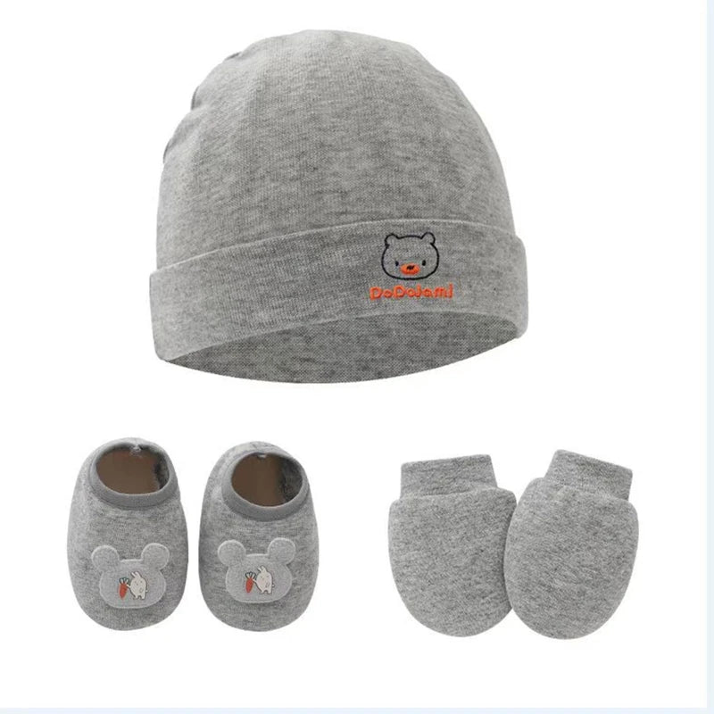 1 Set Baby Anti Scratching Gloves Hat Foot Cover Set Soft Cotton Newborn No Scratch Mittens Socks Beanies Cap Nightcap