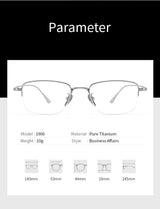 Lzabella New Men's Half Frame Glasses Business Casual Pure Titanium Frame Fashionable And Trendy Prescription Glasses 1906