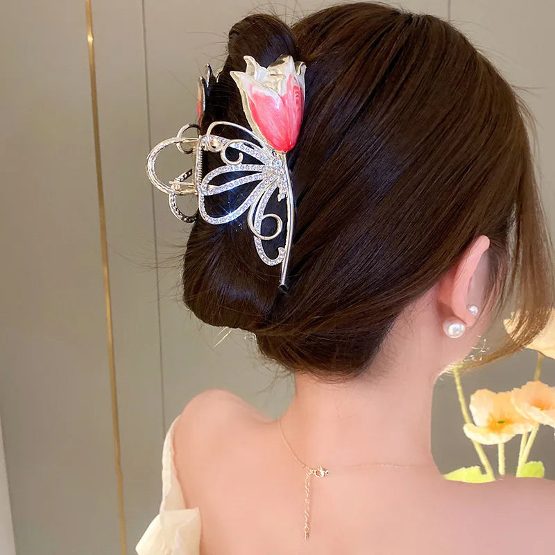New Sweet Flower Durian Hair Claw Clip Ponytail Grab Hair Clips Shark Clip Woman Hairpins For Girl Hair Accessories Headdress