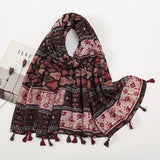Fashion Printed Leopard Scarf Female Spring Muslim Women Hijab Scarves Tassel Large Size Headband Handkerchief Women's Bandana