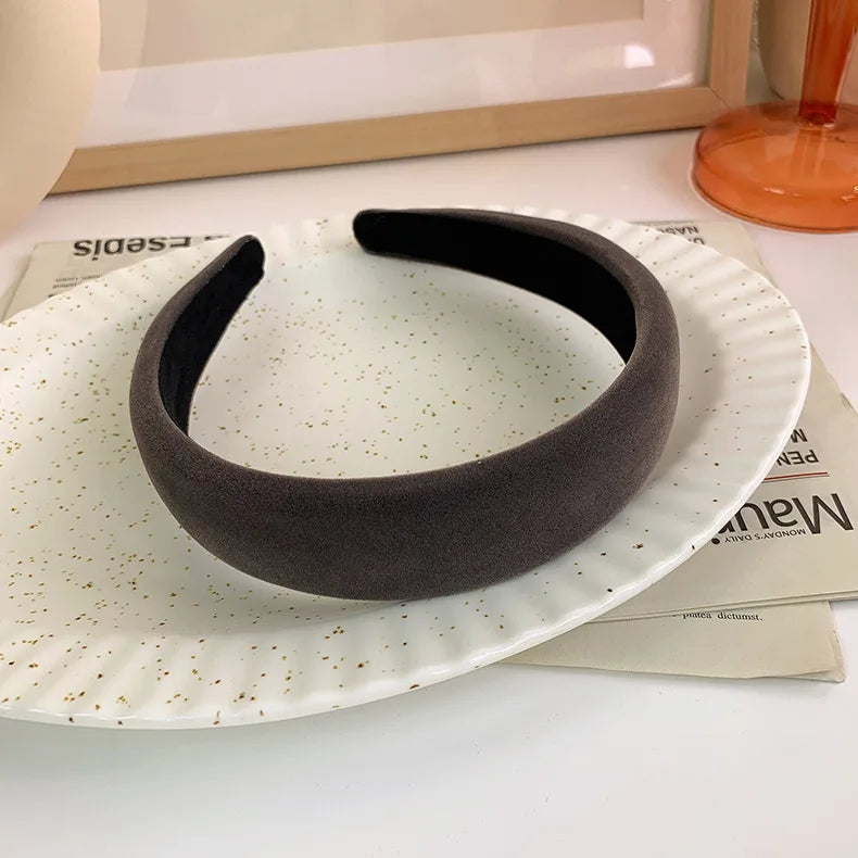 SWINATE Fashion Women Basic Black Velvet Hairband Double Size Headband Stretch Hair Hoop Simple Plain Style Easy For Wearing