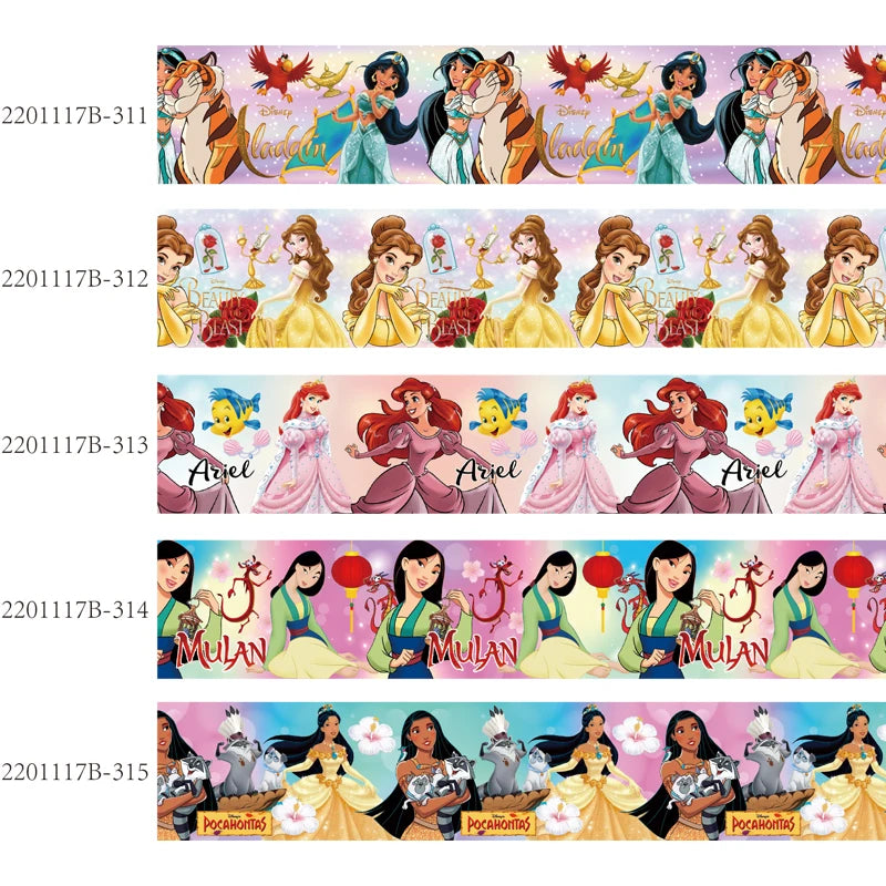 DIY 10yards Disney Princess Ribbons Grosgrain Printed for  Bows Craft Supplies Decoration Handmade Materials