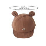 Cartoon Bear Baby Baseball Hat with Ears Cute Solid Color Infant Peaked Cap Kawaii Spring Summer Kids Cotton Sun Hats