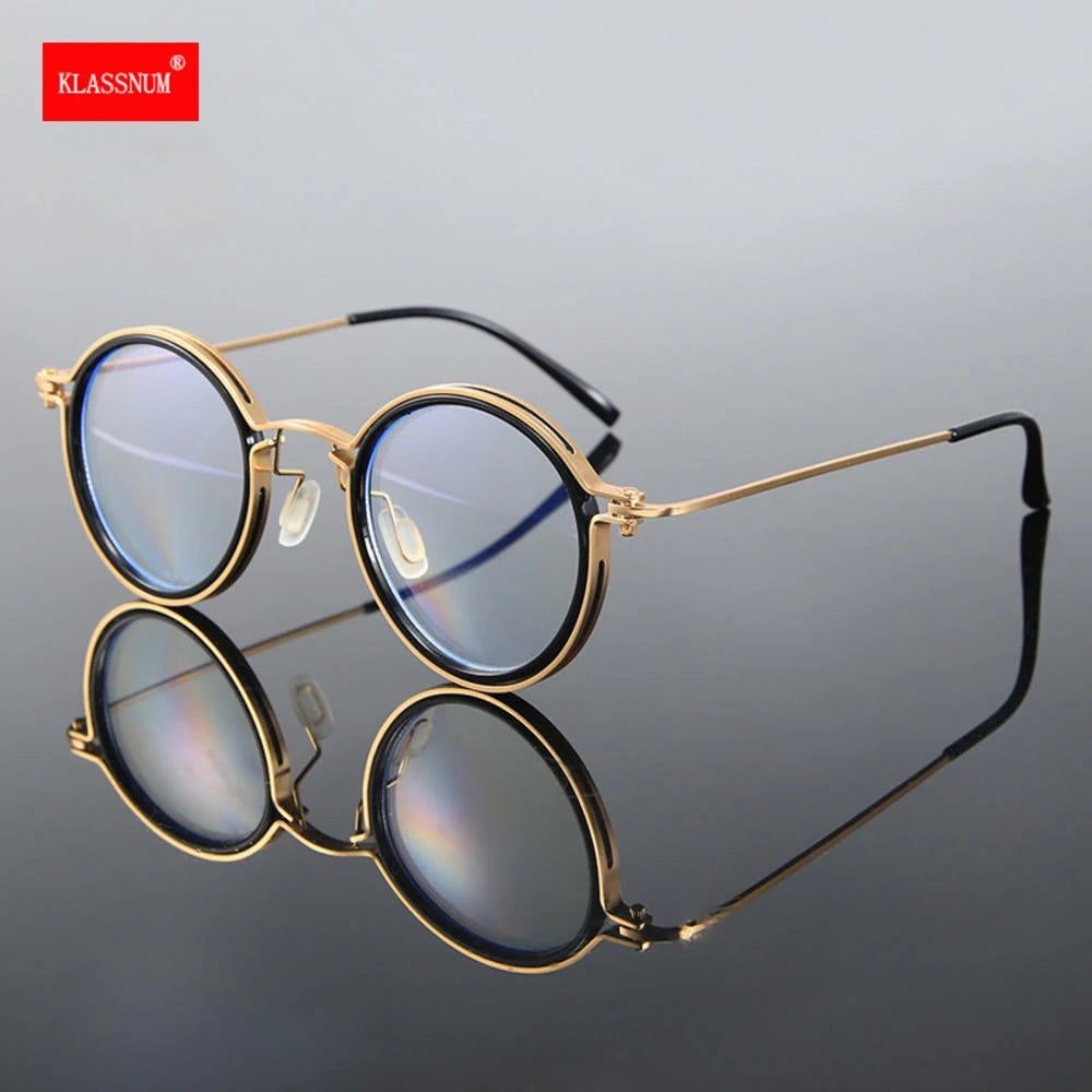 Reading Glasses Men High Quality Round Alloy Magnifying Glasses Eye Prescription 0 To +4 Clear Lens Anti Blue Light Glasses New