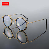 Reading Glasses Men High Quality Round Alloy Magnifying Glasses Eye Prescription 0 To +4 Clear Lens Anti Blue Light Glasses New