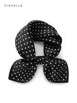 Retro Black natural silk scarf women with white dots 100% real silk scarves 50cm small square fashion wrap gift for ladies girl