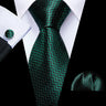 Luxury Silk Mens Ties Set Black Green Leaves Floral Neck Tie Handkerchief Cufflinks Set Wedding Business Party Barry·Wang 5938