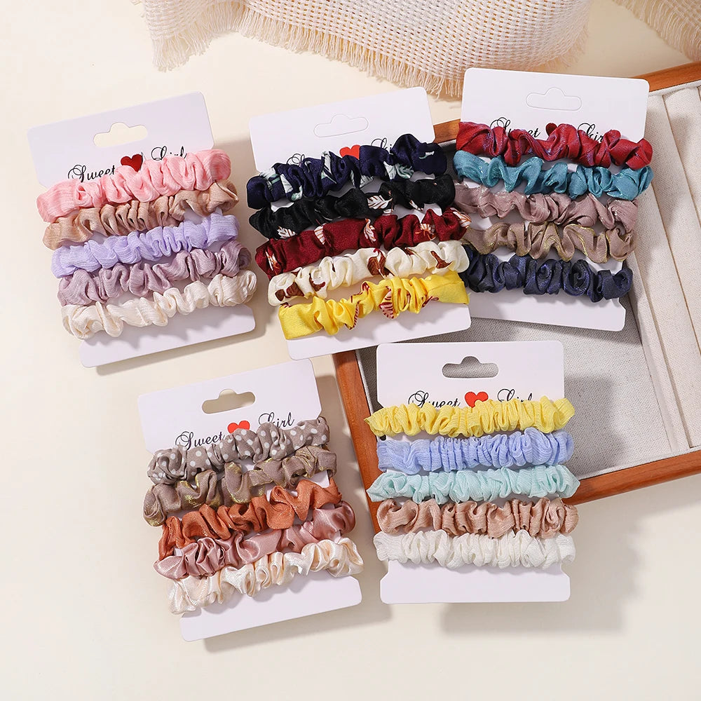 5Pcs/Set Simple Solid Color Elastics Hair Ties for Women Thick Hair Soft No Hurt Hair Ponytail Holder Hair Rope Hair Accessories
