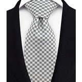 Luxury 8CM Mens Necktie Gray Sliver Color Dot Stripes Solid Tie For Man Groom Jacquard Woven Neck Tie For Business Wedding Party