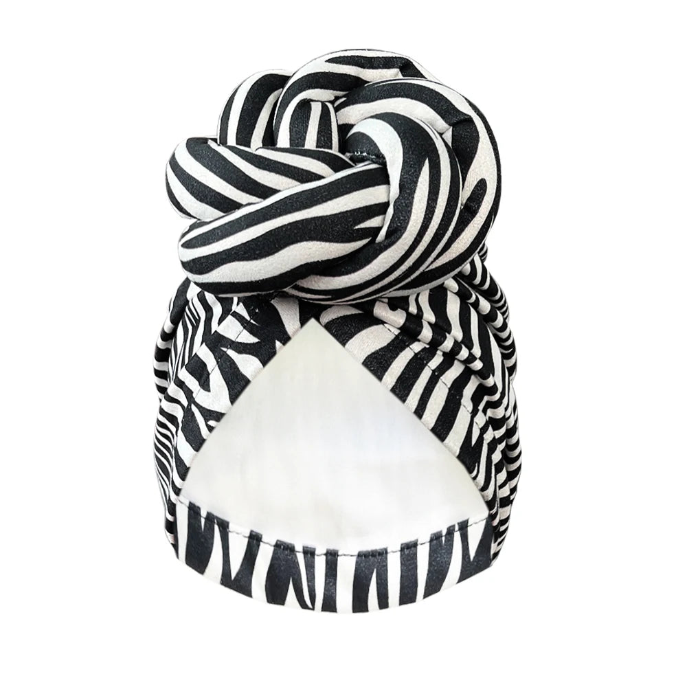 New Pre-Made Knotted Head Wrap Fashion Head Cap For Women Luxury Party Headdress Women 3D Flower Cross Turban Hat