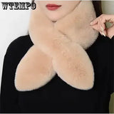 WTEMPO Solid Color Scarves for Ladies Neck Warmers Long Fluffy Scarf Thick Warm Neck Collar Faux Fur Muffler Scarf