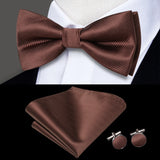 Hi-Tie Brand Silk Pre-tied Men's Bow Tie Hanky Cufflinks Set Bowtie for Male Jacquard Solid Paisley Floral Wedding Business Gift