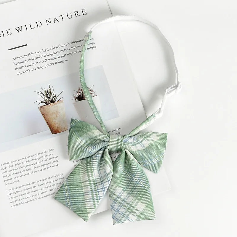 Fashion JK Bowtie Women College Student Collar Tie Cotton Plaid Bowknot Lolita Girls Adjustable Butterfly Anime Cosplay Cravat