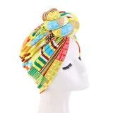African Print Turban for Women New Fashion Pre-Made Top Knot Head Wraps Flower Stretch Hijab Ladies Party Wedding Headdress
