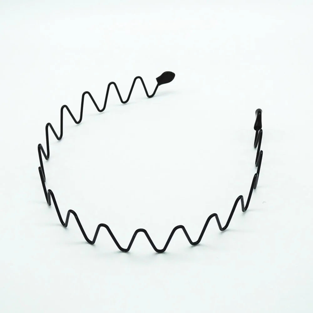 Black Metal Wavy Headband Men Women's Hair Band Head Hoops Bands Headwear Sport Headbands Hairband Bangs Holder Hair Accessories