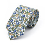 New Chic Floral Tie For Men Women 100% Cotton Beautiful Elegant Flower Necktie White Blue Narrow Skinny Wedding Casual Cravat