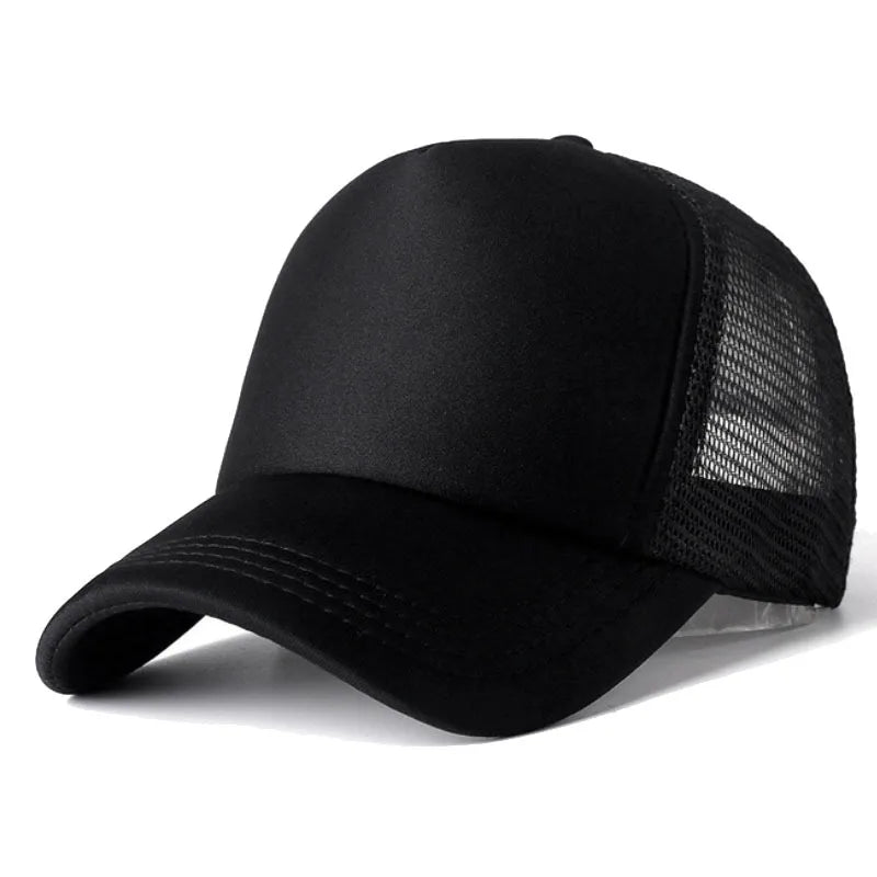 COKK Mesh Baseball Cap Adjustable Snapback Hats For Women Men Unisex Hip Hop Trucker Cap Dad Hat Sponge Soft Breathable Black