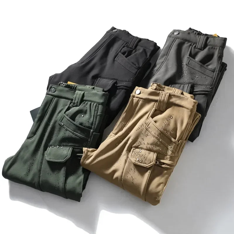 Tactical Winter Set Men's Outdoor Windproof Waterproof Suit Multi-Pocket Soft Shell Hooded Jackets Sharkskin Work Pants