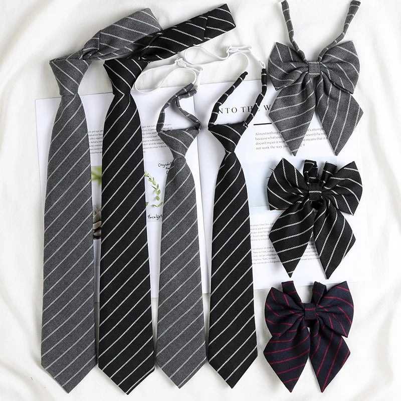 Korean style elegant Ties for men gifts Top clothes accessories Wedding  Black Gray Striped JK Ladies Collar Slim Neck Bow tie