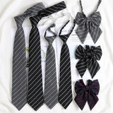 Korean style elegant Ties for men gifts Top clothes accessories Wedding  Black Gray Striped JK Ladies Collar Slim Neck Bow tie