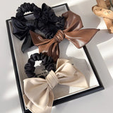 Leather Bow Elastic Hair Bands Fashion Hair Accessories Elastic Headband Scrunchies Ponytail Holder Rubber Bands Hair Rope Ties