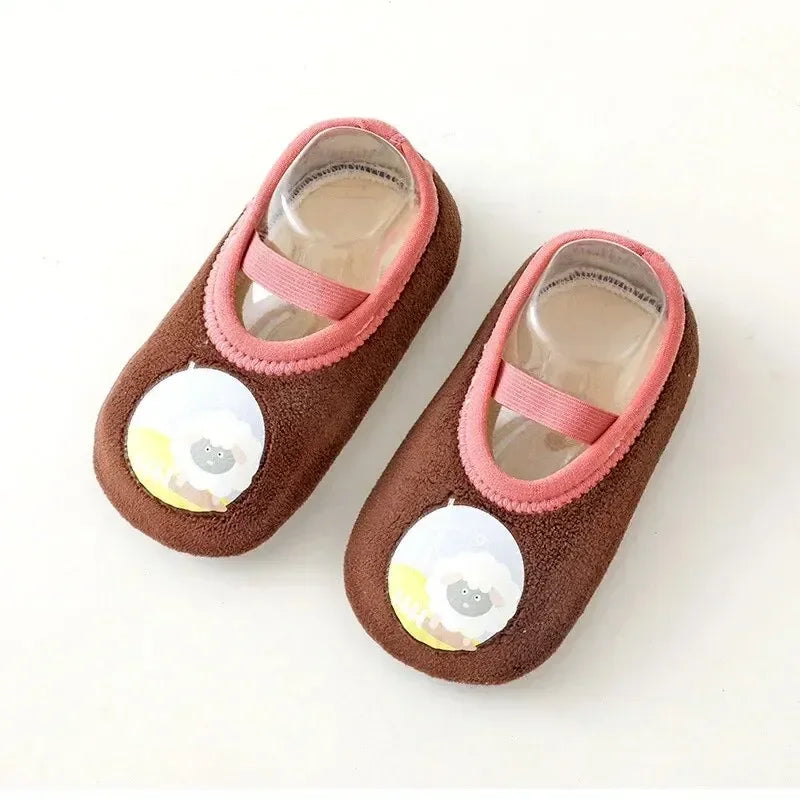 Baby Anti-slip Socks Newborn Warm Crib Floor Shoes with Rubber Sole for Children Boy Toddler Foot Girl Infant Cute Kids Slippers