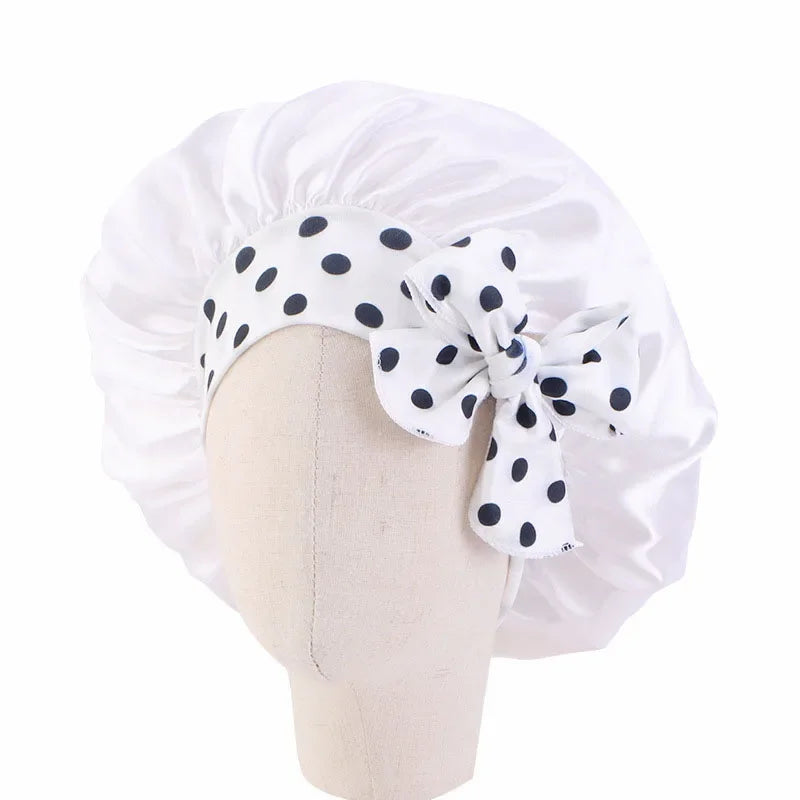 Kids Girls Sleep Cap Floral Print Hair Bonnet Satin Night Sleep Hat Turban Sleeping Hat Children Hair Care Bonnet Nightcap Caps