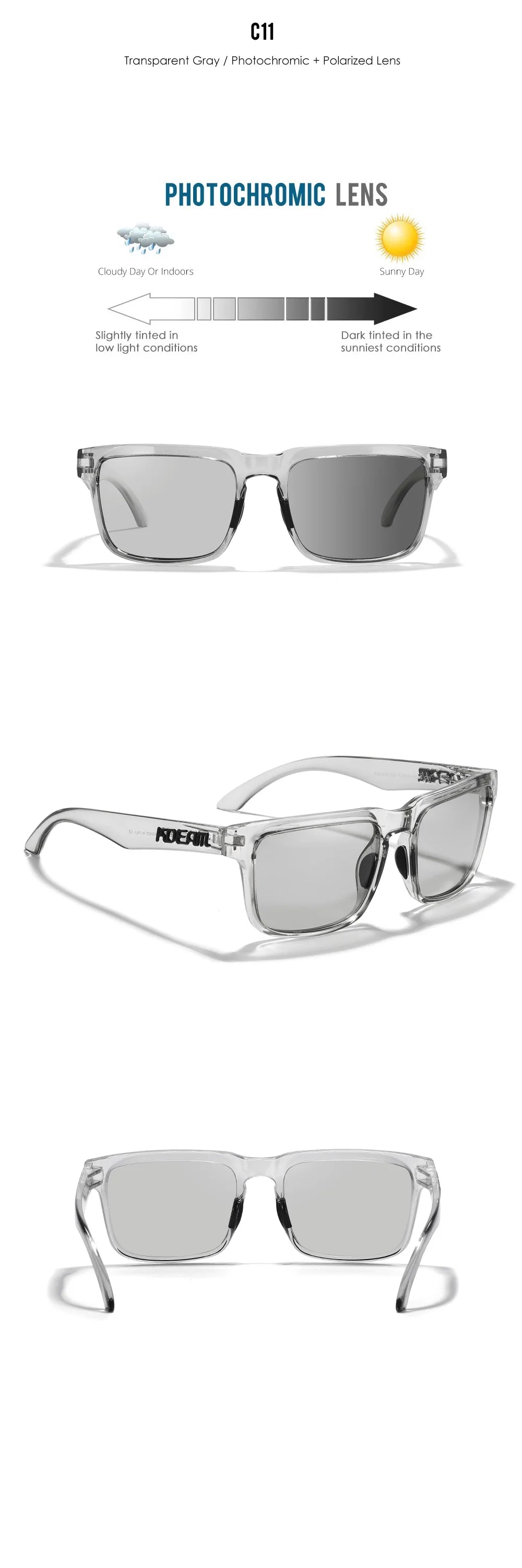 KDEAM Oversized Sunglasses Polarized Photochromic Lenses Night Vision Goggles Designed For Both Men And Women Large Glasses