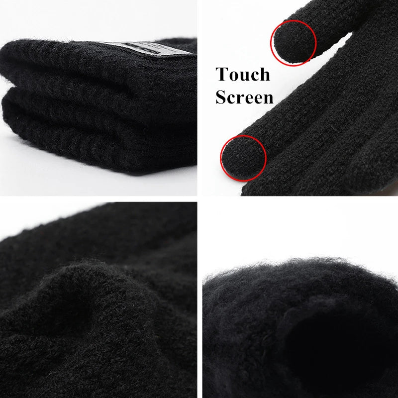 Winter Men Knitted Gloves Touchscreen High Quality Male Mitten Thicken Warm Wool Cashmere Solid Men Business Gloves Autumn