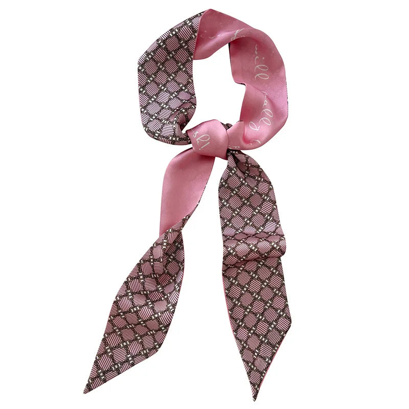 Silk scarves with ribbons tied with long narrow scarf girls hair accessories wholesale.