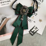 Rhinestone Bow Tie Women's Graduation Photo Student School Uniform Tie Ribbon Sweet Literary and Art Plaid Bowtie Collar Flower