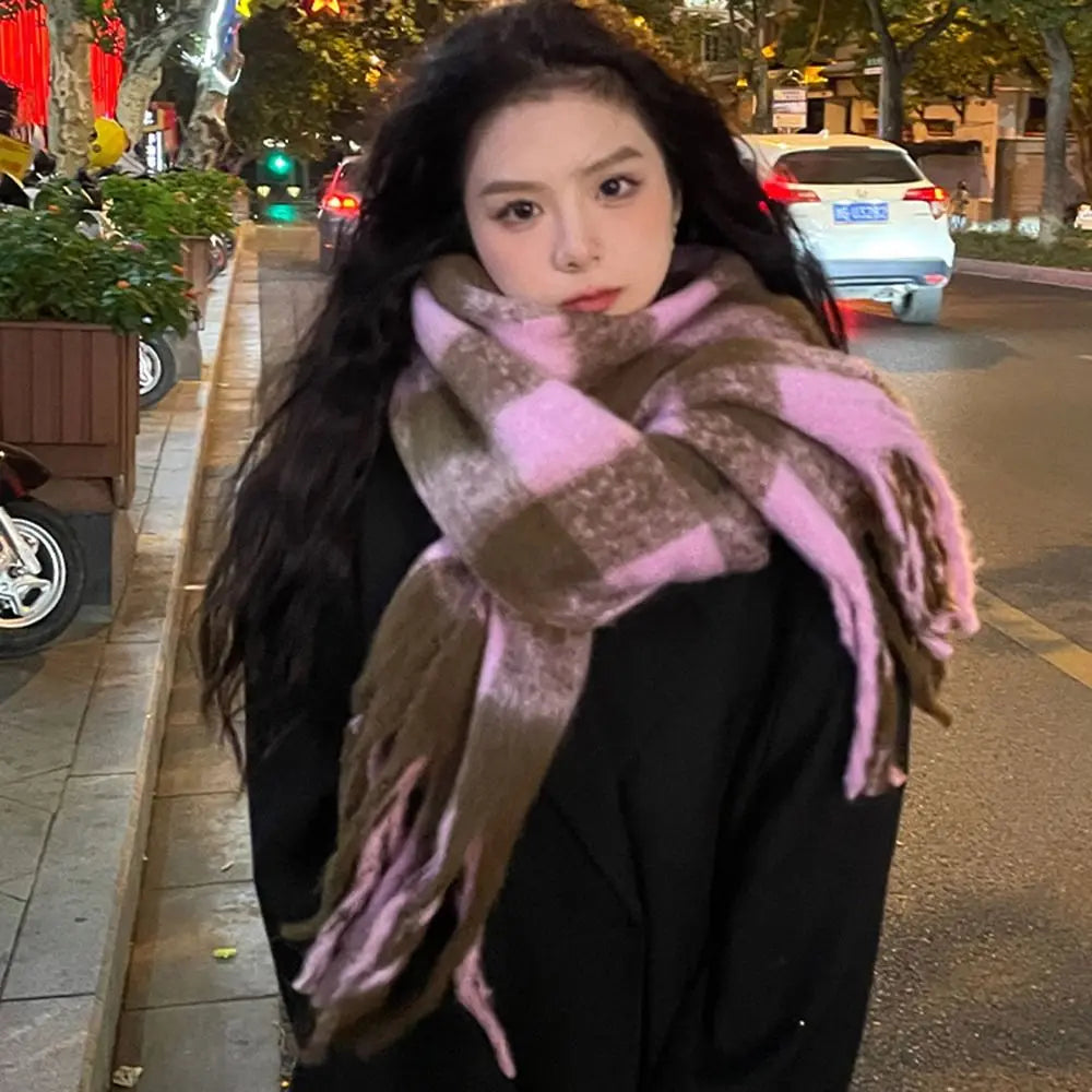 Thicken Plaid Scarf Elegant Wool Scarves Long Shawl Warm Scarf Neck Wrap Korean Style Cashmere Scarves Couple