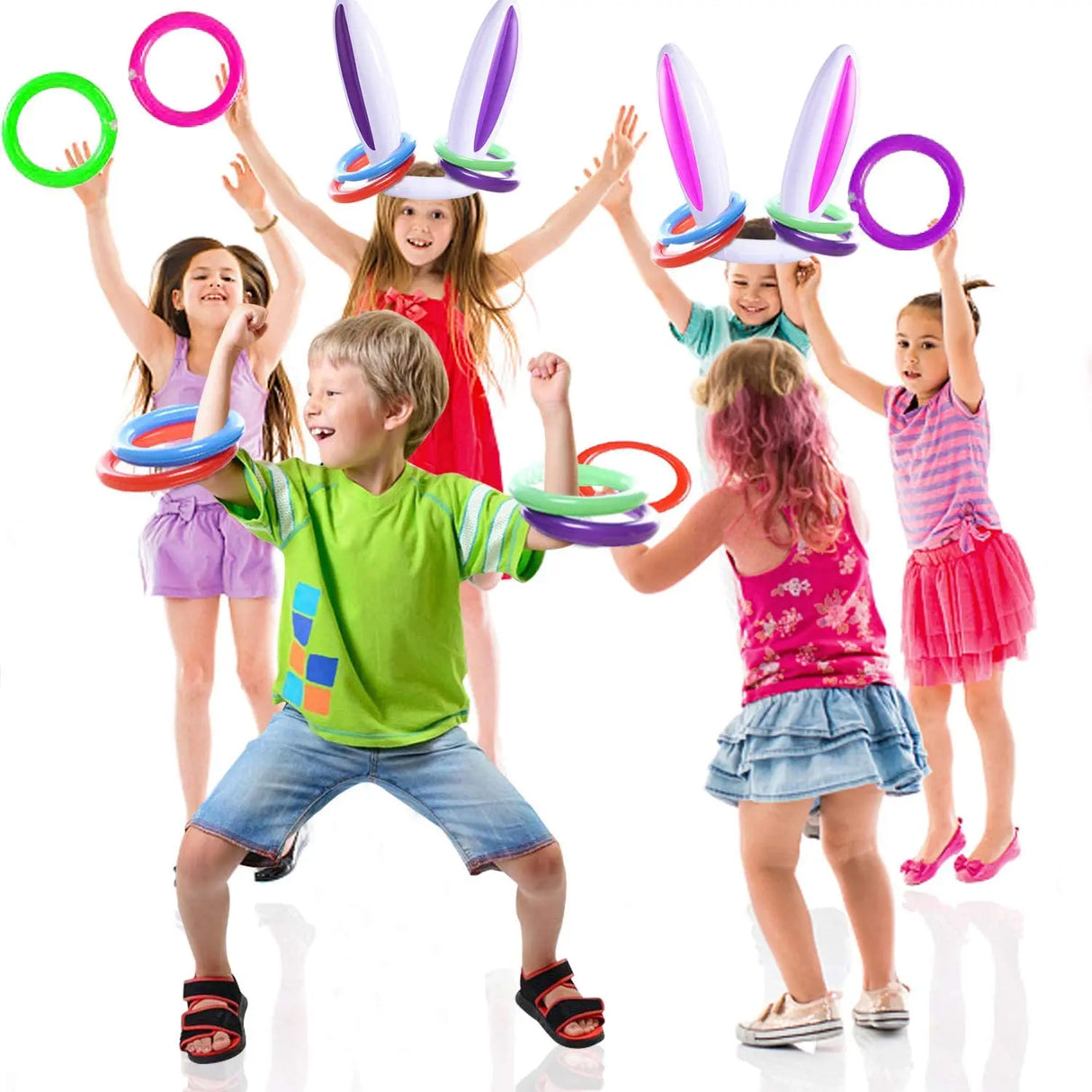 Fun Easter Throwing Game Inflatable Bunny Egg Rabbit Ears Hat Toss Game Kids Halloween Party Decor Favors Indoors Outdoors Games