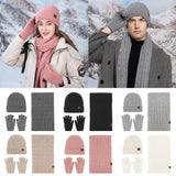 3 in 1 Beanie Hat Scarf Gloves Set Trendy Soft Warm Touchscreen Gloves Casual Winter Hat for Women & Men