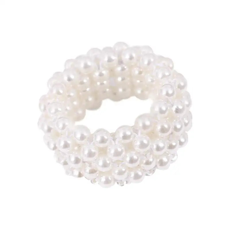 Handmade Pearl Bead Hair Ties Pearl Elastic Hairbands Beautiful Headwear Woman Fashionable Hair Accessories Korean Styling Tools
