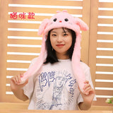 Plush Moving Rabbit Ears Hat Funny Hand Pinching Airbag Magnet Soft Hat Controllable Long Ears Cute Animal Gift Rabbit Ear Hat