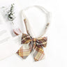 Brown Retro Plaid Striped Lazy-Free Japanese Style Brown Tie Women's Junior Wear Bow Tie College Style Men's Fashionmariage bleu