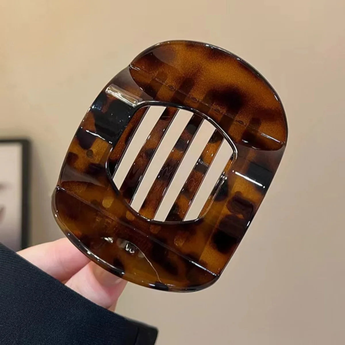 New Korean Acetic Acid Hair Clip Hair Accessories Elegant Women's Leopard Print Spoon Clip Low Ponytail Spring Hair Clip 1pc