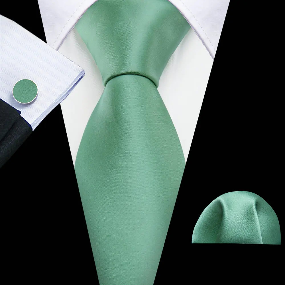 Fashion Luxury Green Silk Tie For Men Casual Formal Wedding Geometric Tie Barry.Wang NeckTies Hanky Cufflinks Set Business Gift