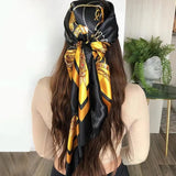 90*90CM Shawls Fashion Beach Sunscreen Silk Scarves 2023 Europe And America Kerchief Popular Print Square Bandannas