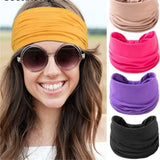 Fashion Solid Color Wide Hair Band Elastic Knotted Yoga Hairband Sports Headband Women